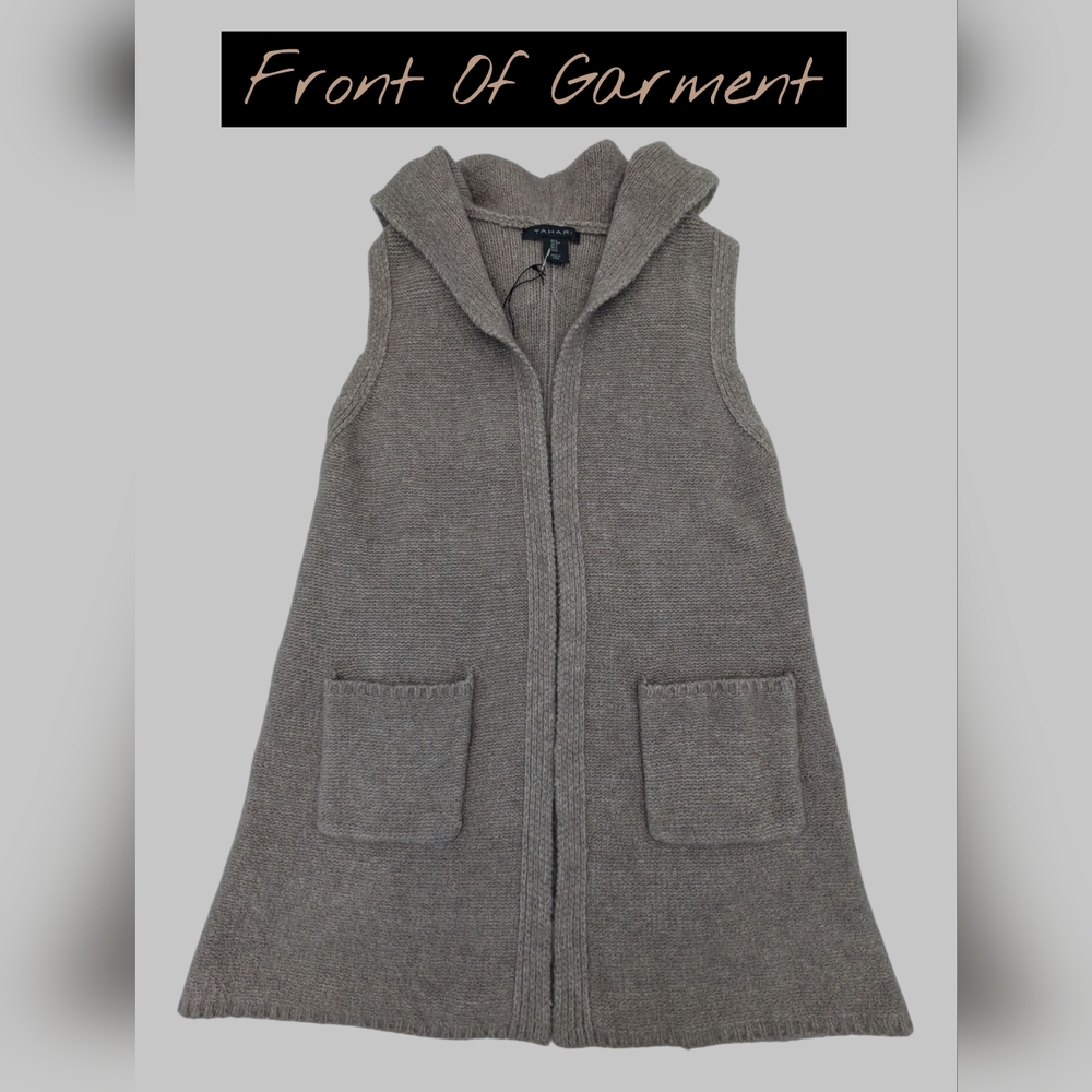 NWT Tahari Hooded Taube Knit Cardigan Women Size Small Sleeveless Front Pockets - Picture 9 of 17
